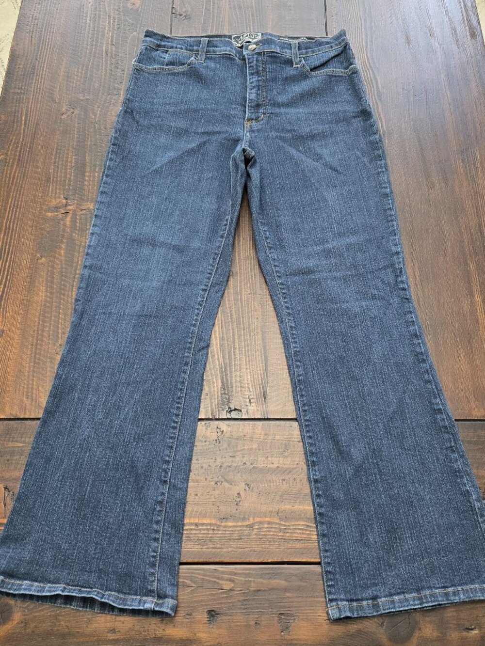 NYDJ Marilyn Straight Leg Jeans Lift Tuck Blue Denim Womens Size 14P Petite USA